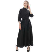 ผู้หญิง Clergy Dress Elegance Audrey Hepburn สไตล์ Roman Tab Collar Pastor Cleric Preacher รัฐมนตรี Clerical Priest เครื่องแต่งกาย