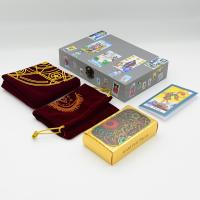 New23 Gold Foil Wooden Box Tarot PVC Waterproof Wear-Resistant Chess Board Game Card Divination Gift Box Set Luxury