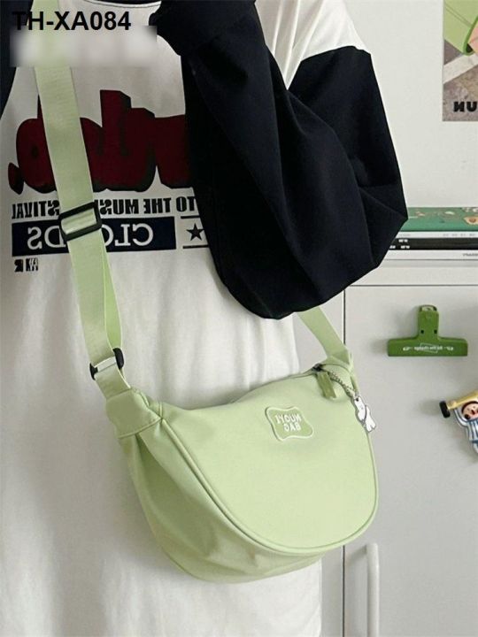 สีลูกกวาดญี่ปุ่นนุ่มสาวสาวถุงเกี๊ยวเวอร์ชั่นเกาหลีสีทึบที่เรียบง่ายกระเป๋าเล็กทุกการแข่งขันกระเป๋า-messenger-นักเรียนหญิง