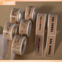 PUPU 150PCS สี่เหลี่ยมผืนผ้า ห่อของขวัญ เครื่องเขียน กระดาษคราฟท์ แท็กแสดงความยินดี ฉลากปิดผนึก สติ๊กเกอร์ขอบคุณ