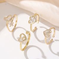 [COD] wish European and cross-border fashion geometric love ring copper micro-inlaid zircon opening index finger hand