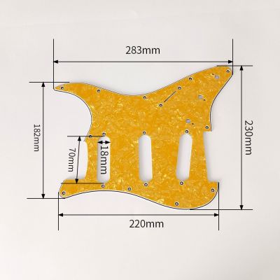 ；‘【；。 Yellow Pearl 3 Ply 11 Holes SSS Guitar Pickguard Anti-Scratch Plate For ST FD Electric