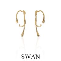 SWAN - Lara Twist Earring ต่างหูเงินแท้ ต่างหูเจาะ ดีไซน์เหมือนใส่สองรู ต่างหูเงินเกลี้ยง