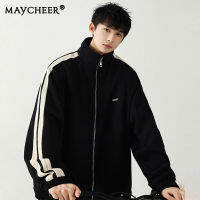 MAYCHEER เสื้อแจ็กเก็ตกีฬาของผู้ชายแขนยาวอเนกประสงค์คอตั้งซิปแจ็คเก็ตปกติ