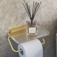 Bathroom Paper Holder Wall Mounted Phone Rack Toilet Tissue Shelf Bathroom Accessories Acrylic Paper Towel Dispenser paper Toilet Roll Holders