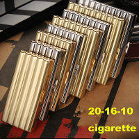 3ขนาด7.6มิลลิเมตร Cigarett แบบพกพาที่มีคุณภาพสูงคลื่นทองเหลืองโลหะ Cigarett กรณีมินิกล่องสีเงินสีทอง