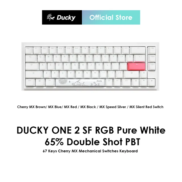 DUCKY ONE 2 SF RGB Pure White 65% Double Shot PBT Mechanical Keyboard [ Cherry MX Black/ Blue/ Brown/ Red/ Silent Red/ Speed Silver Switch] | Lazada