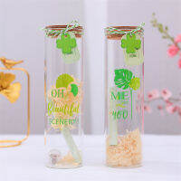 Creative Fresh Four-Leaf Clover Korean Flow ing Glass Bottle Wooden Plug Letter Paper Shell Drift Bottle Creative Gift