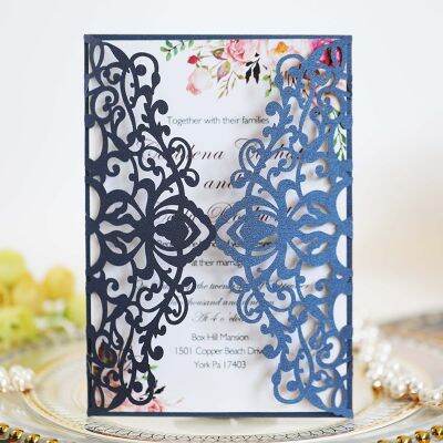 25/50Pcs European Wedding Invitations Card Floral Lace Business Greeting Cards Birthday Favors Bridal Shower Wedding Party Decor