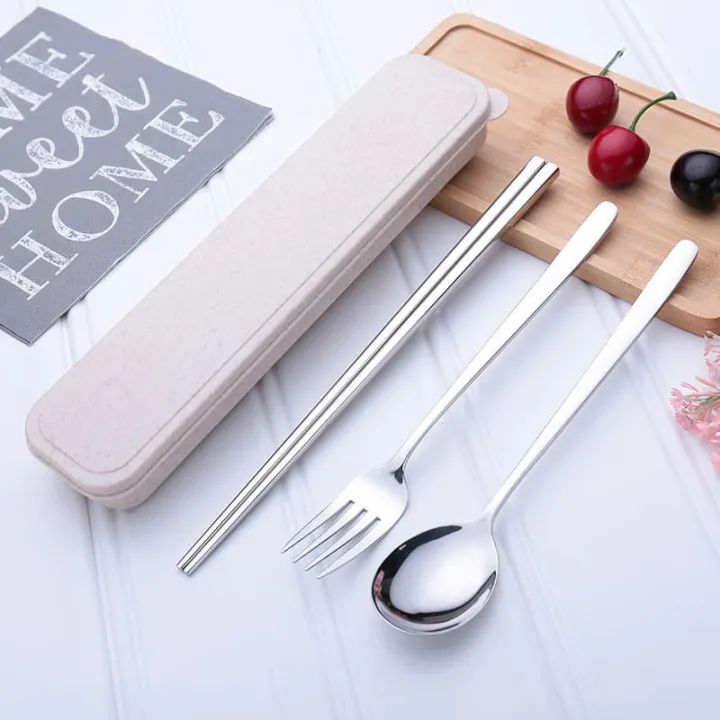 Chopsticks Korean Set with Case 304 Stainless Steel Reusable Spoon and ...