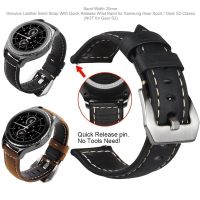 ✠﹉✣ 20mm Genuine Leather Band Strap With Quick Release for Samsung Gear Sport /Garmin vivoactive 3/ Music/ TicWatch2/E WristBand