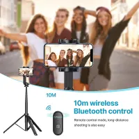 SK-03 1.5เมตรบลูทูธไร้สาย Selfie ขาตั้งแบบสามขา Monopod สำหรับมาร์ทโฟน Gopro Hero 11 10 9 8 7 Insta360 X3กล้อง DSLR