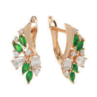 SYOUJYO Trendy Female Micro Pave Green Natural Zircon Stone Earrings 585 Rose Gold Accessories Earrings For Woman Aesthetic Gift