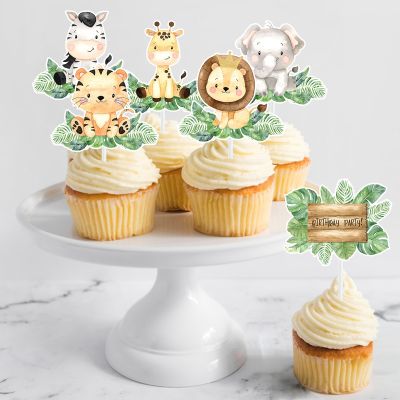 【CC】 Jungle Toppers Happy Birthday Decorations Kids Baby Shower PartySuppiles