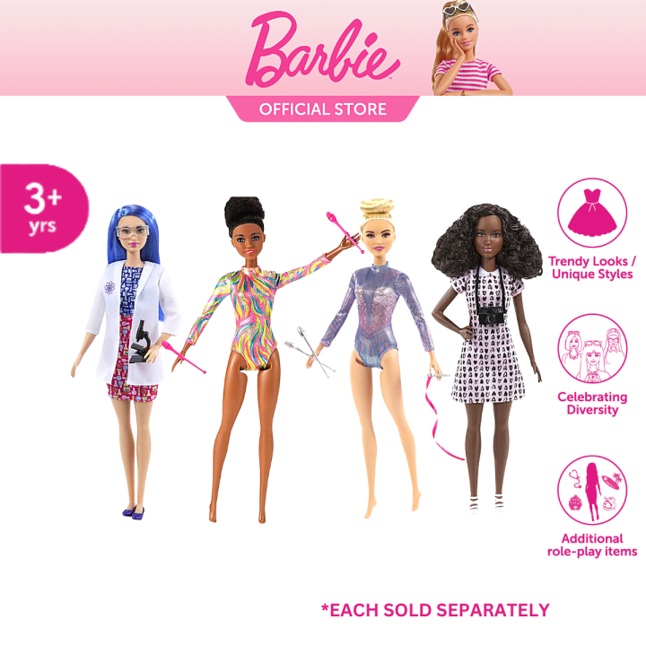 Barbie Core Career Dolls (Gymnast, Scientist or Photographer ...