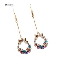 Bowknot Jewelry Rhinestone Eardrop Long Drop Dangle Tassel HookEarrings