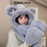 Mũ lông cừu thời trang NANA mũ len kèm khăn quàng cổ nam nữ đẹp dễ thương