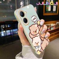 Jjlingji เคส Realme C33ลายการ์ตูนโชคดีหมีดีไซน์ใหม่เคสโทรศัพท์ซิลิโคนฝาปิดเลนส์เต็มกันกระแทกกล้องถ่ายรูปกล่องกันกระแทกเคสนิ่ม