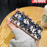 เคส JIUMOO สำหรับ Huawei Nova 3i P Smart Plus เคสลายการ์ตูน Happy Kuromi ใหม่กรอบสี่เหลี่ยมเคลือบพื้นผิวเคสซิลิกาเจลนิ่มกันกระแทกเคสมือถือฝาครอบป้องกันเลนส์กล้องถ่ายรูปรวมทั้งหมด