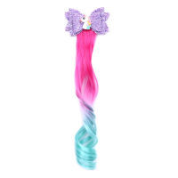 Yuee New Unicorn Hair Clips For Girls Long Wig Ponytails Shiny Glitter Hair Bows
