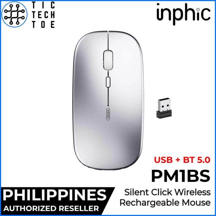 Inphic PM1 / PM1BS Rechargeable Silent Click Wireless Bluetooth / USB ...