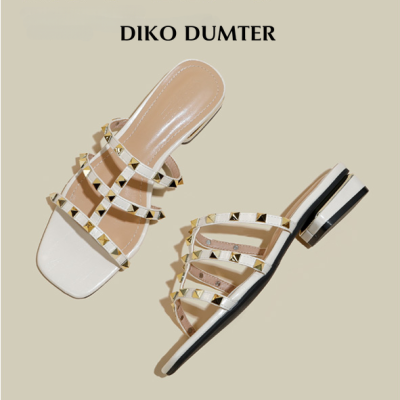 DikoDumter รองเท้าแตะส้นหน้าแฟชั่นสำหรับรองเท้าส้นเตี้ยสำหรับผู้หญิงเปิดนิ้วเท้ารองเท้าแตะสำหรับปาร์ตี้