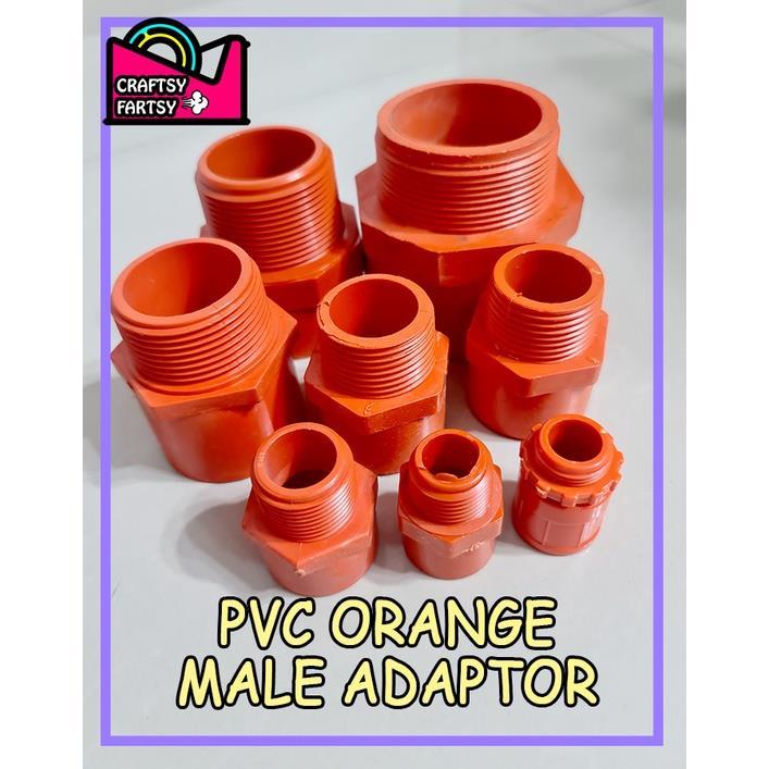 Pvc Electric Fittings Orange Male Adaptor With Lock Nut Male Adapter