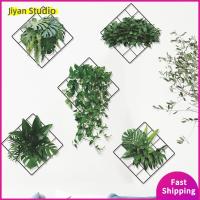 JIYAN2866 กระดาษตกแต่งตกแต่ง สติกเกอร์ติดผนัง ถอดออกได้ 3D ตารางพืชสีเขียวสดใส จิตรกรรมตกแต่งฝาผนัง สติกเกอร์ติดผนังรูปใบไม้สีเขียวแบบทำมือ ห้องนั่งเล่นในห้องนั่งเล่น