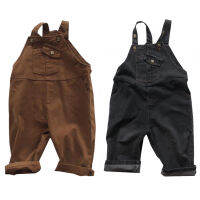 Korean Style Spring Autumn Baby Boys Girls Cowboy Pants Kids Casual Retro Fashion Trousers Denim Pocket Jumpsuit Overall