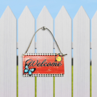 Jimin Welcome Sign แผ่นป้ายแขวนสำหรับประตูหน้าระเบียงหรือรั้ว-Retro โลหะแขวนผนังจี้-Home Garden Ornaments - Farmhouse Style