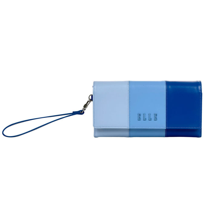 elle-bag-collection-gradient-กระเป๋าสตางค์-3-พับยาว-หนังวัวแท้-สีน้ำเงิน-eww154
