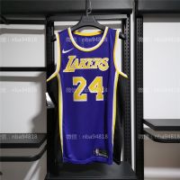 เสื้อบาสเกตบอลเอ็นบีเอบุรุษเสื้อยืดสีม่วง 24 Kobeˉbryant Los Angeles Lakers Hot กด Vintage City Edition Swingman เสื้อ