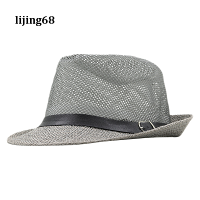 Lijing ยูนิเซ็กส์หมวกปานามาหมวกฟางหมวกสักหลาดหมวกฤดูร้อนหมวกกันแดดผู้หญิงผู้ชายหมวกฟางชายหาดหมวกสำหรับเดินทางป้องกัน UV จากแสงแดดหมวกมีกระบังหมวกแนวแจ๊ส