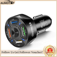 【MotorrTop】อะแดปเตอร์ชาร์จในรถยนต์4 In 1,อุปกรณ์ชาร์จเร็ว7A 35W USB พร้อมไฟ LED สำหรับรถ SUV ออฟโรด12-32V