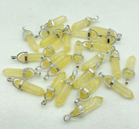 Natural Gem Stone Quartz Crystal Fluorite Citrine Hexagonal Pendulum Reiki Pendants DIY Crystal Jewelry Making Necklaces 24Pcs