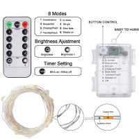 1-10เมตร8โหมดไฟ LED เชือกการควบคุมระยะไกลลวดทองแดงแบตเตอรี่ขับเคลื่อนกลางแจ้งนางฟ้าพวงมาลัยคริสต์มาสปีใหม่ตกแต่งพู่ห้อย