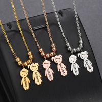 Personalized Customized Family Name Necklace Stainless Steel Engraved Boy Girl Kids Pendant Women Child Bead Choker Mom Jewelry
