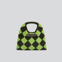 Small design bag Hand woven checkerboard knitting bag Woolen handbag Marni ˉ 2022 new Korean version