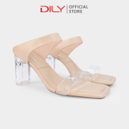 Guốc nữ DILY gót vuông mica trong suốt quai mảnh