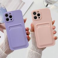 Card Bag Holder Silicone Phone Case For iPhone 14 13 12 11 Pro Max XR XS Max X 7 8 Plus Camera Protection Wallet Soft Back Cover  Screen Protectors