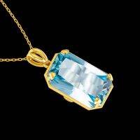 14K Gold Real Pendant For Women 925 Sterling Silver Pendants and Necklaces Birthstone Aquamarine Fine Jewelry Wedding Gifts