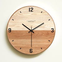 Modern Simple Wooden Wall Clock Silent for Bedroom Wall Art Decor Big Wall Clocks Wood Nordic Style Hanging Watch 14 inch