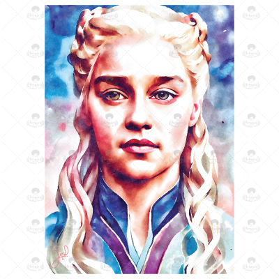 ภาพวาด ไอดอล ID W014 Daenerys Targaryen หรือ Emilia Clarke ภาพวาดสีน้ำ จากiPad โปรแกรม PROCREATE งานปริ้นท์เลเซอร์