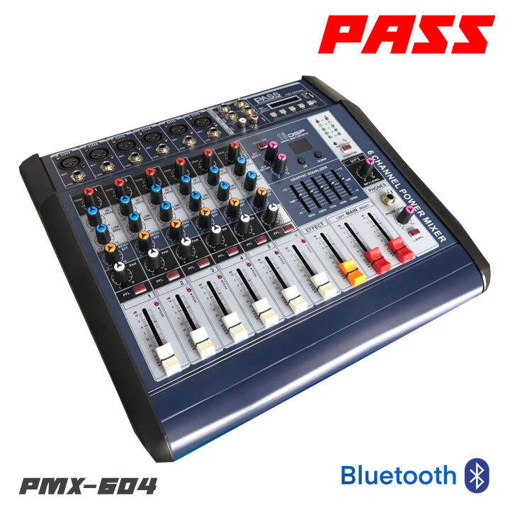 pass-pmx-604-เพาเวอร์มิกเซอร์-6-อินพุท-กำลังขับ-400-วัตต์-มีเอ็ฟเฟ็คในตัว-16dsp-มีอีคิว-ปรับแต่งเสียงได้-5-ช่อง-สามารถเชื่อมต่อ-bluetooth-usb