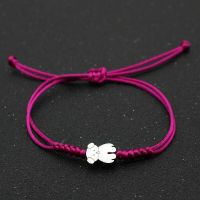 New Stainless Steel Silver Color Little Bear Bracelet Lucky Red Rope Thread String Braid Charm Bracelets For Women Girls Jewelry