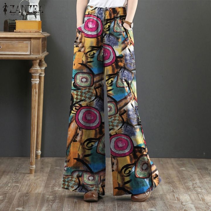 pants-long-leg-wide-fashion-waist-elastic-print-floral-women-zanzea