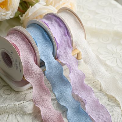 10yards Lotus Leaf Edge Chiffon Ribbon Fishtail Cotton Texture Gift Wrapping Party Baking Bouquet Invitation Bows Decoration Gift Wrapping  Bags