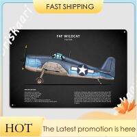 อ่าง F4f Wildcat แผ่นโลหะแผ่นโลหะโปสเตอร์ถ้ำสาธารณะคลับบ้านโปสเตอร์ดีบุกคลาสสิก 20 * 30 ซม