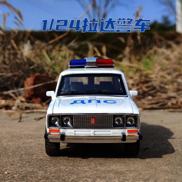 รถโลหะผสมตำรวจของ-n-lada-2106ไดคัทโมเดลรถของเล่นเสียงและไฟของเล่นเด็กของสะสมของขวัญวันเกิด