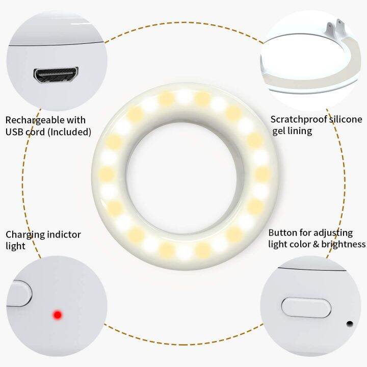 selfie-แหวนไฟ-3โหมด-ชาร์จใหม่ได้-คลิปบนโทรศัพท์กล้อง-led-แสงปรับความสว่างได้-selfie-ไฟวงกลมสำหรับ-iphone-x-xr-xs-max-7-8-plus-11-pro-android-แล็ปท็อปไอแพด